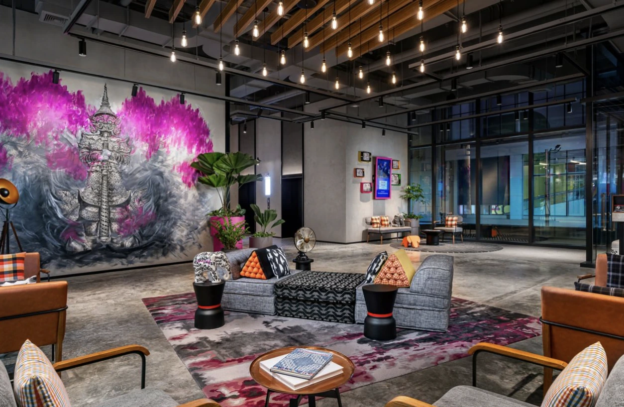 Moxy Bangkok lobby and bar